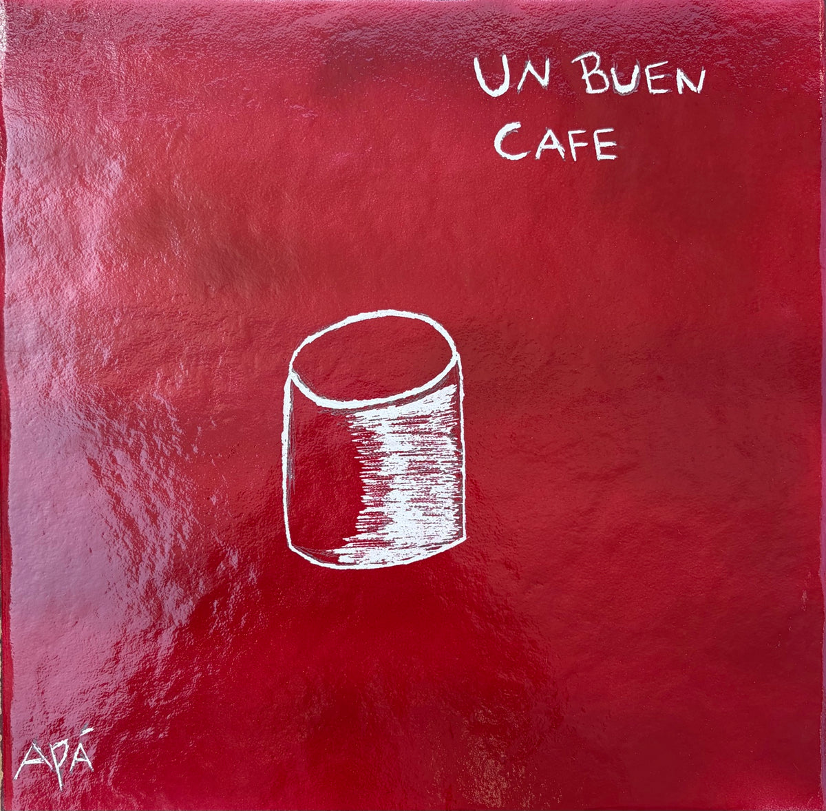 UN BUEN CAFÉ / CERÁMICA 01 — original 12 × 12 inch carved clay tile by APÁ